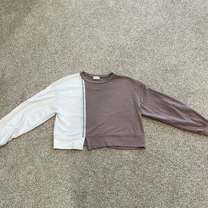 Le Lis Women's Size Small Brown/White Colorblock sweater